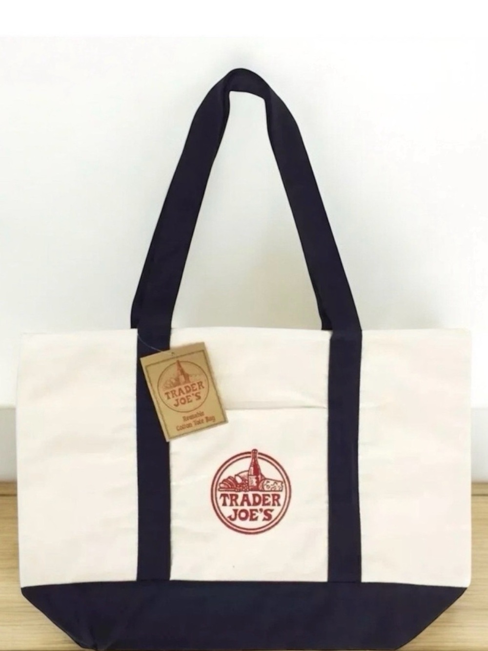 Trader Joe's Canvas Tote bag with Navy Accents